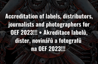  AKREDITACE LABELŮ, DISTER, NOVINÁŘŮ A FOTOGRAFŮ NA OEF 2023!!! 